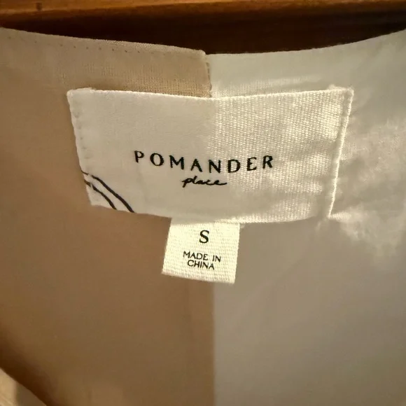 Pomander Place One Shoulder Cream and Tan Dress - Picture 5 of 5